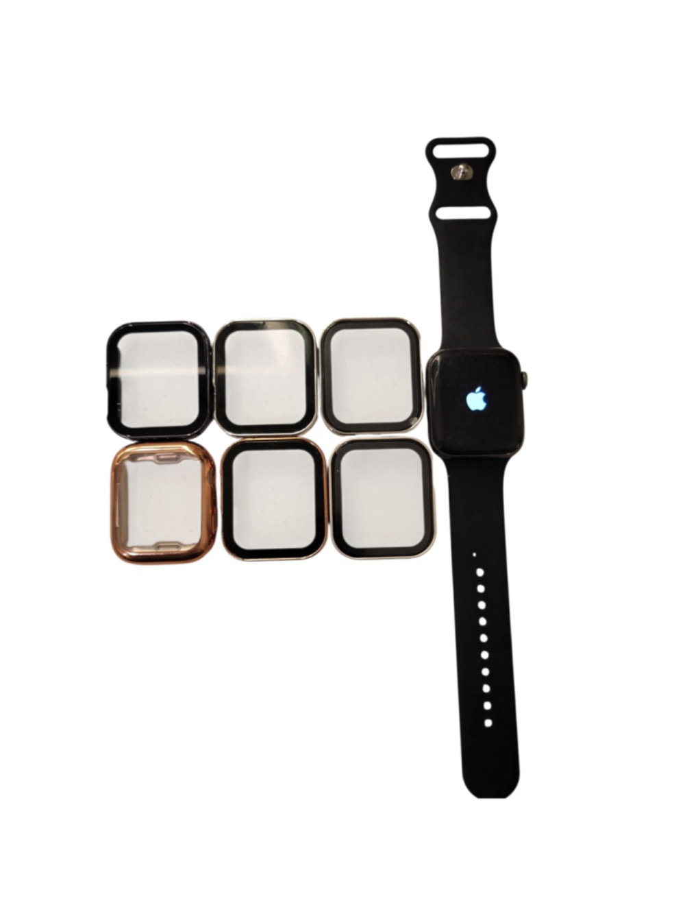 Apple Watch Series 6 44mm Black Aluminum Case Black Sport Band & 6 Extra Cases